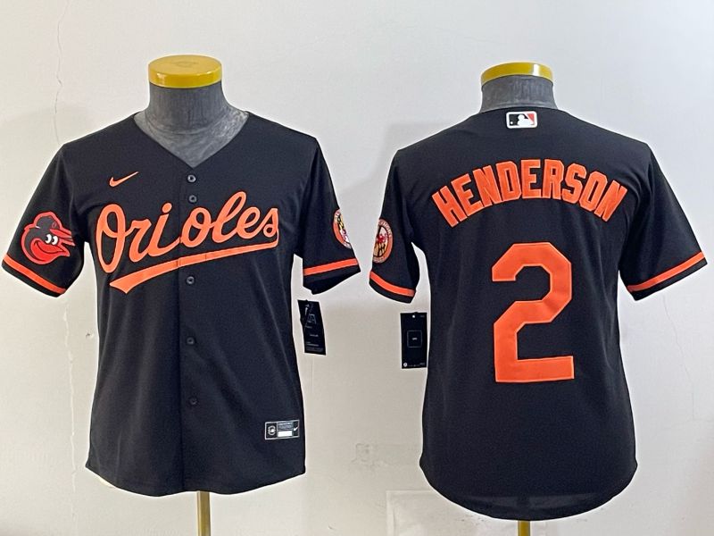 Youth 2025 Baltimore Orioles #2 Henderson Black Nike MLB Jersey 09->oakland raiders->NFL Jersey